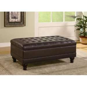  Occasional Bench Style Storage Ottoman with Tufted Accents 