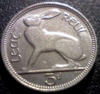 IRELAND 3d Threepence 1928 Irish Hare Coin Very HIgh Grade  