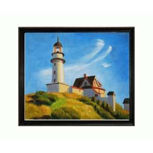  Oil Painting   Lighthouse at Two Lights with La Scala Frame   Black 
