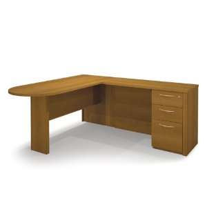  L shaped Corner Desk with Peninsula & Pedestal in 