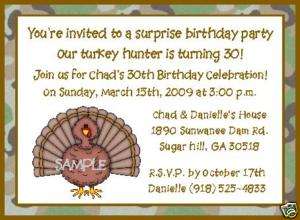 TURKEY CAMOUFLAGE CAMO HUNTER HUNTING PERSOANALIZED BIRTHDAY PARTY 
