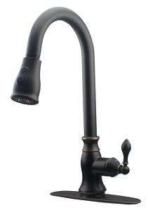 Oil Rubbed Bronze Pull Out Kitchen Faucet   16.8 High Spout  