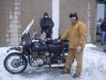   my Ural and I at a rally last January in West Fargo North Dakota