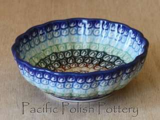 Polish Pottery scalloped WINTER small Dessert Bowl CA  