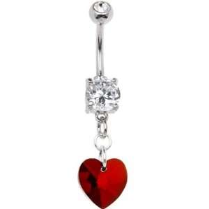  Austrian Crystal Heart July Birthstone Belly Ring: Jewelry