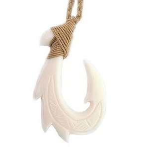 Hawaiian Jewelry Carved Fish Hook Necklace from Hawaii  