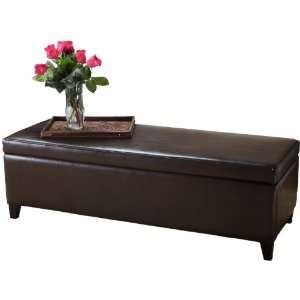  BEST Brown Leather Storage Ottoman Bench