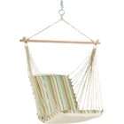 this hammock chair features a beautiful blue and white design