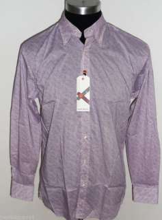 SCOTT JAMES, 100% Cotton L/S Pattern Shirt Purple S 2XL  