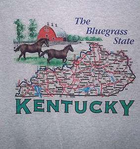 Kentucky the Bluegrass State Map of KY T Shirt  
