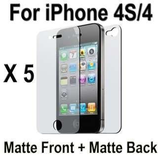 5X Anti Glare Full Body Screen Protector For Apple iPhone 4S 4 Front 