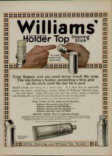 1913 WILLIAMS SHAVING STICK AD / GREAT BATHROOM ART  