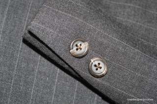   material 100 % wool color gray pinstripe shoulder to shoulder from