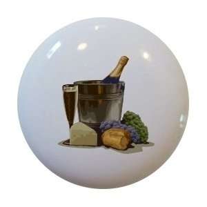 Champagne & Cheese Ceramic Cabinet Drawer Pull Knob