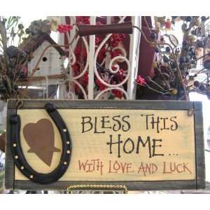    Bless This Home Plaque Decorative Wooden Horseshoe