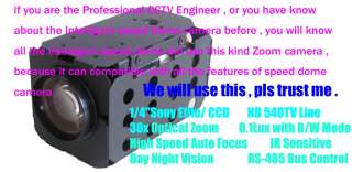 Sony 540TVL 30x zoom Speed Dome PTZ camera 35°/s 256pre 360° move 