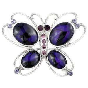   Purple Butterfly Pin Austrian Crystal Insect Pin Brooch: Jewelry