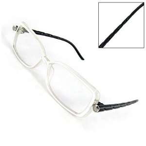  Como Lady Textured Arms Clear Lens Plano Glasses Black 