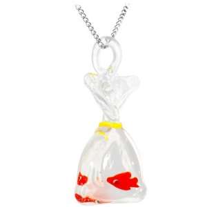  Cute Carnival Goldfish Glass Pendant Necklace Jewelry