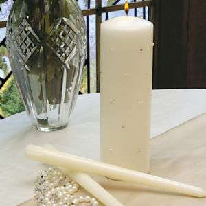 Ivory or White Starlight Unity Candle & Tapers Set  