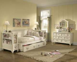   Bedroom Set Sideways Bed Night Stand Dresser Mirror White Furniture