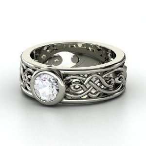    Alhambra Ring, Round White Sapphire Palladium Ring: Jewelry