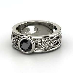  Alhambra Ring, Round Black Diamond Platinum Ring: Jewelry