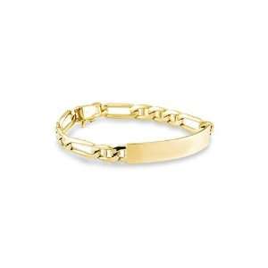    14k Solid Yellow Gold Figaro Engraveable ID Bracelet: Jewelry