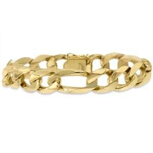   Mens 14K Yellow Gold Figaro Link Bracelet 12.0 mm: Jewelry
