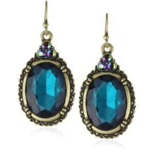1928 Jewelry Victorian Peacock Turquoise Colored Gem Earrings  