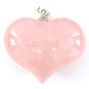 24mm rose quartz heart pendant bead: Home & Kitchen