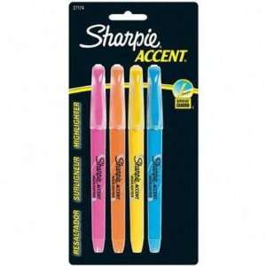   Highlighter, Chisel Point, Nontoxic, 4/Set, Assorted 