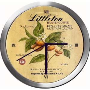  LITTLETON 14 Inch Coffee Metal Clock Quartz Movement 