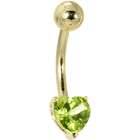 Body Candy Solid 14KT Yellow Gold GENUINE PERIDOT Heart Solitaire 