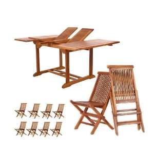   Teak Outdoor Patio Dining Table and Chairs Set: Patio, Lawn & Garden