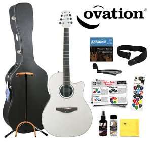  Ovation CC24 6PH Pearl White Acoustic Electric Guitar with 