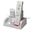 For Wii Dual Charger Charging Station Remote+4 Battery Pack+2x White 