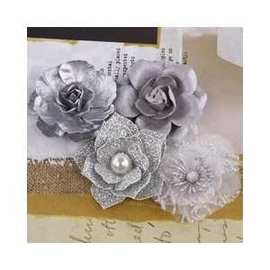Prima   Metalique Collection   Fabric and Paper Flower Embellishments 