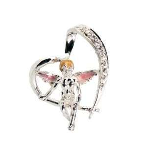  Guardian Angel Diamond Floating Heart Pendant: Jewelry