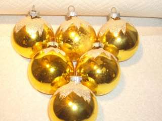 Vintage 6 Yellow Shiny Brite Christmas Decorations  