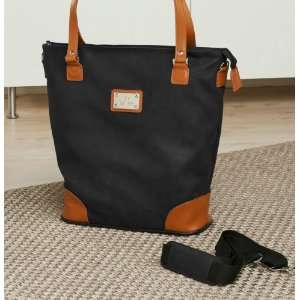   Paris Collection Faux Suede and Genuine Leather Sabrina Tote   Black