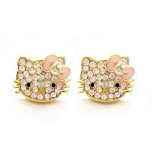   CZ Stud Celebrity Teen Earrings with Light Pink Bow. 0.5 Jewelry