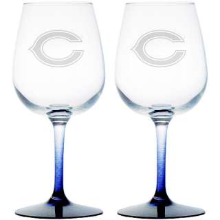   Chicago Bears 12 oz. Clear Wine Glasses  Set of 2   