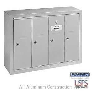 Salsbury 4 Door Vertical Mailbox Aluminum Finish Surface Mounted USPS 