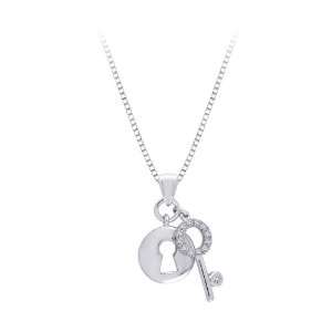   Cubic Zirconia Lock and Key Pendant with Chain Puresplash Jewelry