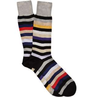   Accessories > Socks > Casual socks > Striped Cotton Blend Socks
