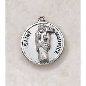 Sterling Silver Patron Saint Maurice Medal Catholic Pendant Necklace 