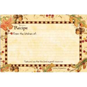  Autumn Harvest 4 X 6 Recipe Cards with Scripture   Pkg 