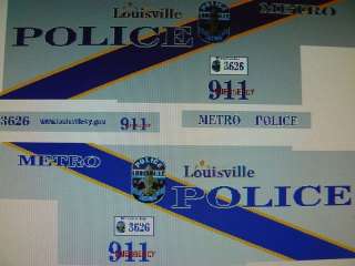Louisville Metro KY Police Car Decals 1:18  