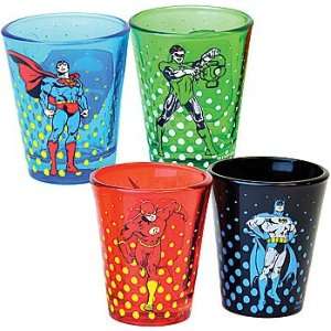   Shot Glasses Set of 4   Superman, Batman, Flash, & Green Lantern
